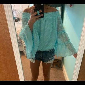 Blue off the should boutique top